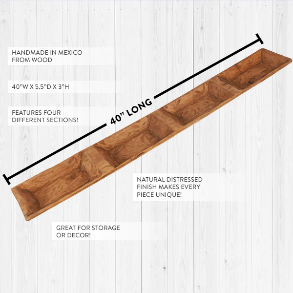 40 Inch LONG Dough Bowl with Serving Sections